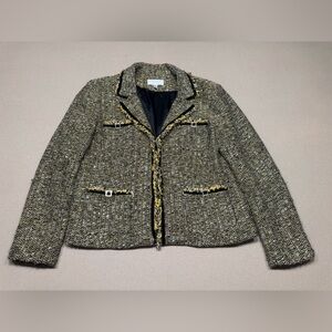 Conrad C Collection Black and Yellow Tweed Blazer